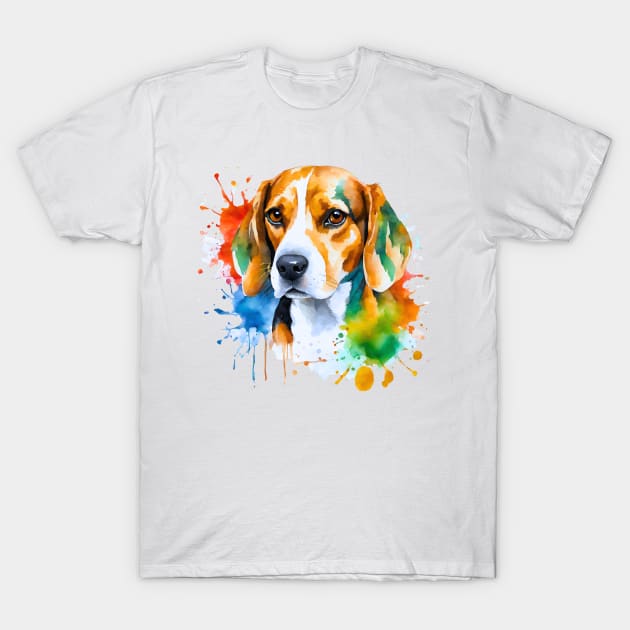 Watercolor Beagle Art T-Shirt by Doodle and Things